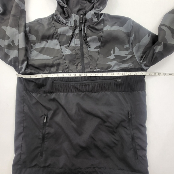 CSG Camo Nylon Hoodie Size Large Black & Gray Camo Zippered Pockets - Picture 7 of 8